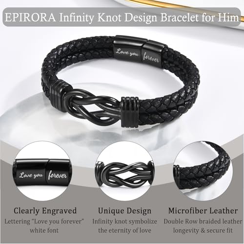 Pulsera trenzada negra de cuero con nudo infinito miniatura 4