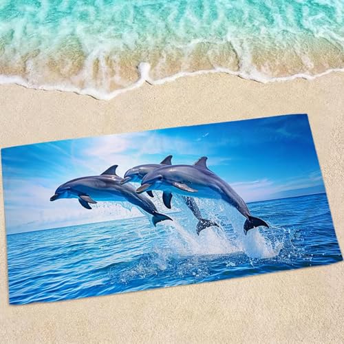 Serviette microfibre plage absorbante grand format natte piscine dauphin - 2