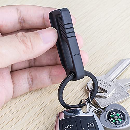 Tisur Belt Loop Keychain Clip, Titanium Carabiner Keychain Key Holder With Detachable Key Ring For Duty Belt, Car Key Chain Gifts For Men Women, Bk1S+D Ring (Black) #TOP5