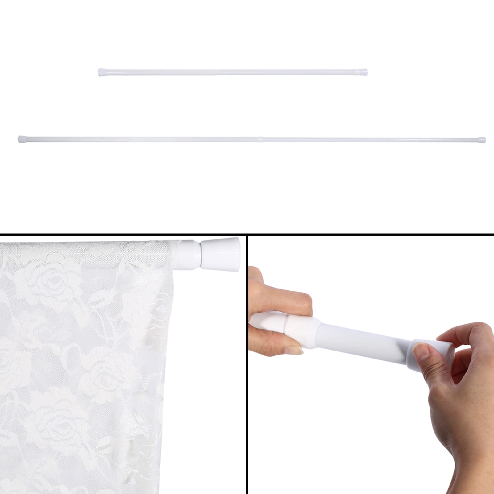 Ausla Tringle à Rideau Télescopique en Métal, Extensible 105-190cm, Sans Perçage, avec Patins Antidérapants pour Salle de Bain, Chambre, Cuisine, Salon