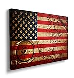 Vintage Nautical World Map Canvas Wall Art Framed Retro US Flag Pictures For Living Room Bedroom Off