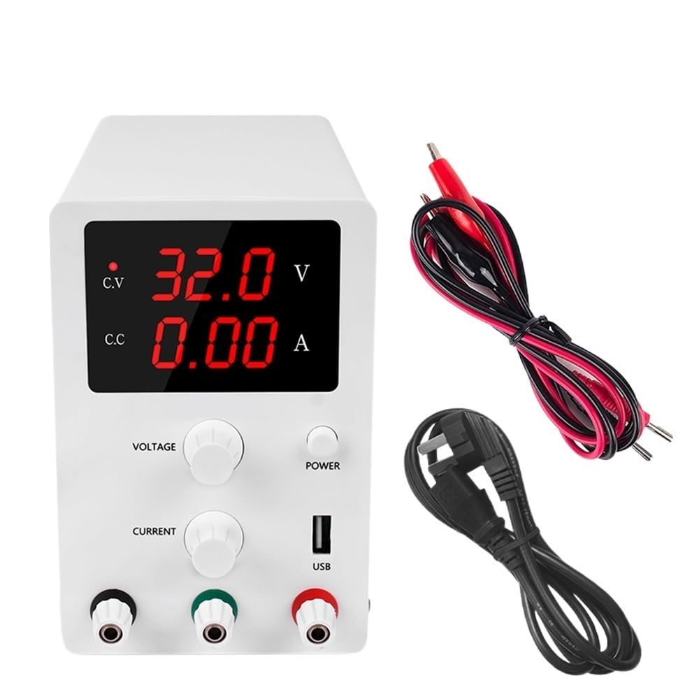 Fuente Alimentacion Regulable,Regulador de Voltaje Fuente de alimentación CC conmutada regulada por banco digital, 30 V, 10 A, 5 A, USB, ajustable, for laboratorio(R-SPS3010D W,220V)