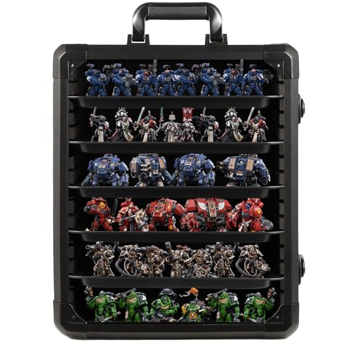 Image of Miniature Carrying Case, Miniature Storage Case with 6 Trays, Aluminum Alloy Frame, Display and Transport Action Figure Display Case for Collectibles Miniatures, Best Gifts for Men