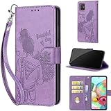 Funda para Samsung Galaxy A71 Carcasa, con [Ranura para Tarjeta] Funda de Premium Cuero de Flip Móvil Plegable Funda Compatible Samsung Galaxy A71 Morado