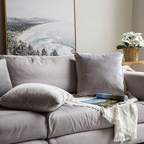 Image of Khooti Velvet Cushion Cover Pack of 1-38 inch x 38 inch / 97 x 97 cm - Light Grey - Soft Pillow Covers Cushion Case for Sofa Bedroom Livingroom Chair Car, Cushion Cover