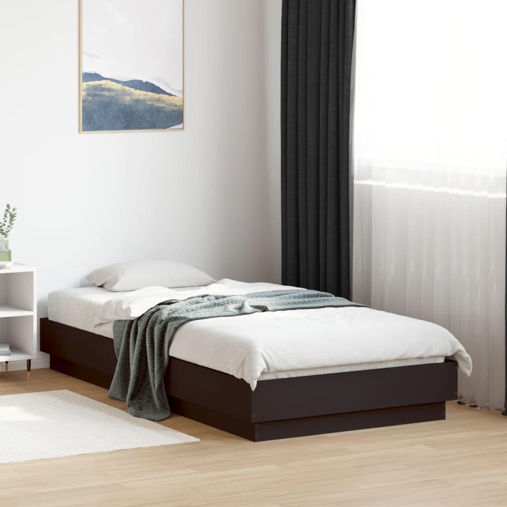 vidaXL Rama łóżka z oświetleniem LED, czarna, 75x190 cm