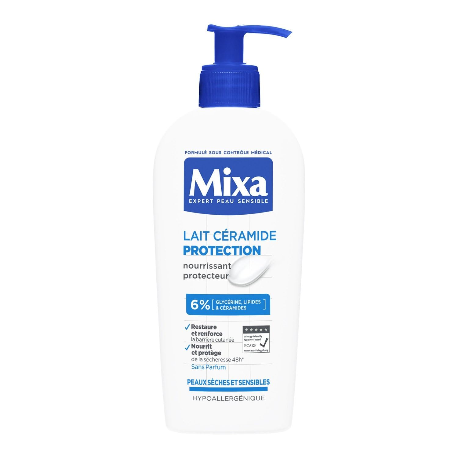 MIXA - Lait Corps Douceur pour Peau Sèche et Sensible, Hydratation Apaisante, Flacon 250ml - Lot De 3