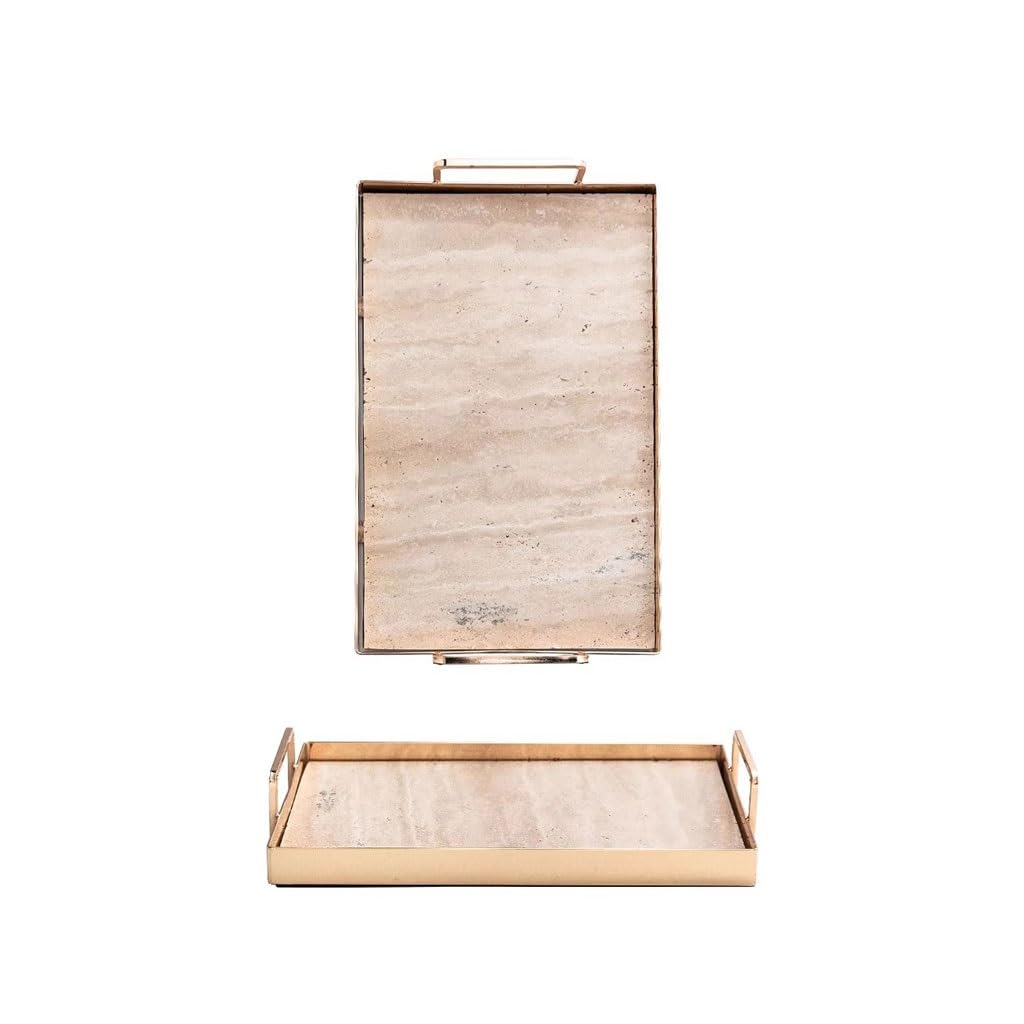 Tray Simple Travertine Decorative Tray Household Perfume Jewelry Storage Tray With Handle Storage Tea Tray Serving Trays