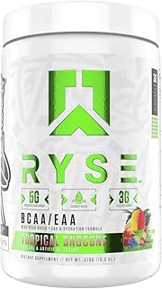 RYSE Core Series BCAA + EAA - 2:1:1 BCAA Ratio - EAA & Hydration Formula, 5 Grams Branched Chain Aminos, 3 Grams Essential Aminos, 30 Servings, 378 G (Tropical Snocone)