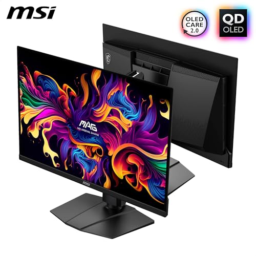 Image of MSI MAG 271QPX QD-OLED E2, 26.5-inch, OLED, WQHD 2560x1440, 240Hz, Black, Quantum Dot, 0.03ms, 99% DCI-P3, DisplayHDR True Black 400, DP, HDMI, USB-C Gaming Monitor