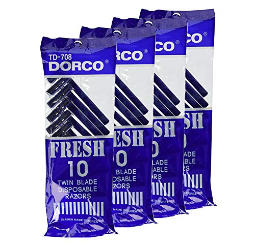 Dorco TD 708 Twin Blade Disposable Razors ( 4 pack / 40pcs )