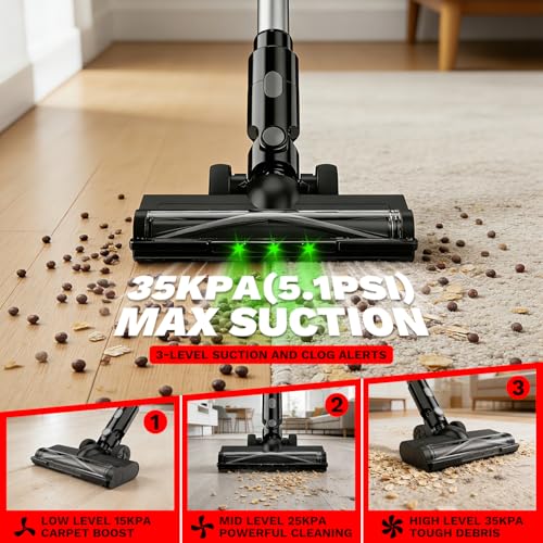 Image of Cordless Vacuum Cleaner for Milwaukee M18 Battery, 8-in-1 Stick Vacuum with Pet Brush, 35KPA Suction, 350W Brushless Motor, Smart Touchscreen, HEPA Filter, for Carpet Floor Car (Battery Not Included)