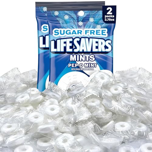 Lifesvers Pep O Mint Sugar Free 2 packs of Hard Candy of Bulk Candy Holiday Candy Peppermint LifeSaver Mints
