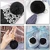 SIQUK 24 Pieces Faux Fur Pom Pom Black Pom Pom Balls with Elastic Loop Fluffy Faux Fox Fur Pom Pom for Hats Beanie Shoes Scarves Gloves Bags Accessories