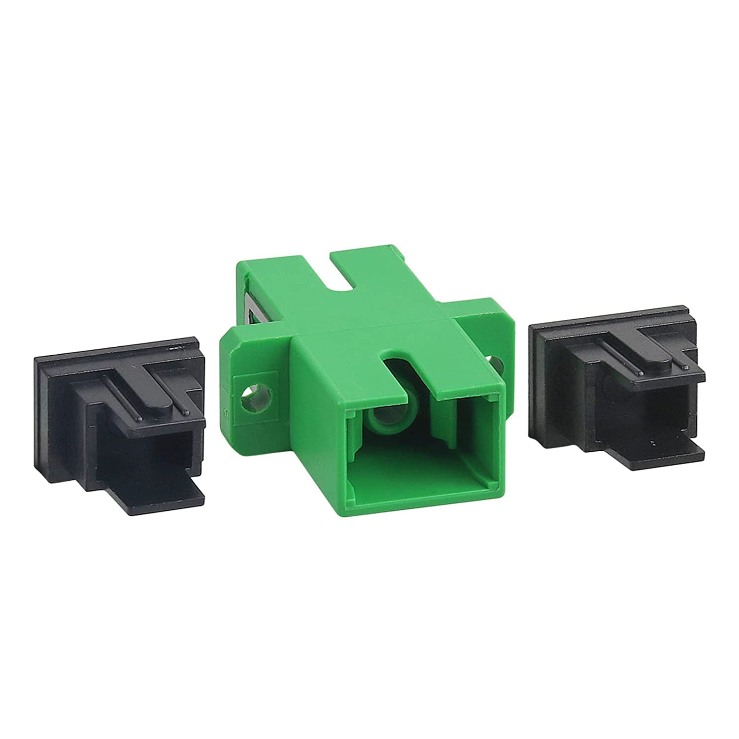 Lot de 100 coupleurs de fibre optique SC monomode vert SC femelle vers SC femelle APC Simplex Coupleur optique à fibre monomode adaptateur réseau Internet avec panneau de montage