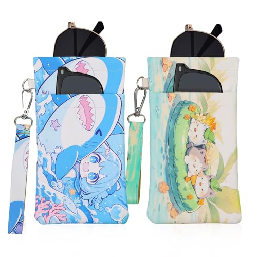 Image of Double Eyeglass Case Soft Dual Glasses Case for Women Men Travel Squeeze Top Sunglasses Cases Eyeglasses Pouch