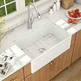 Lordear White Farmhouse Sink 30 Inch Kitchen Sink Apron...