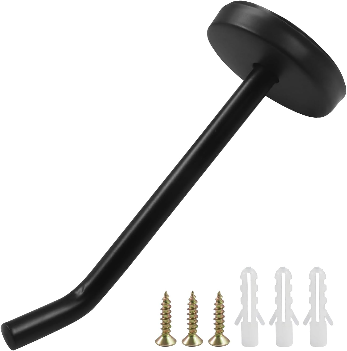 Waziaqoc 2 Pack Heavy Duty Stainless Steel Wall Hooks, 4" Coat Hook, Versatile Long Wall Hooks for Bathroom, Living Room, Kitchen, Garage, Hotel, Black