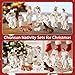 Chonsun Nativity Set 8.3 Inch 11 PCS Large Christmas Village Nativity Scene Indoor Collectible Bulidings Nativity Sets & Figures Vintage Xmas Holiday Decorations Displays for Room Desktop Decor