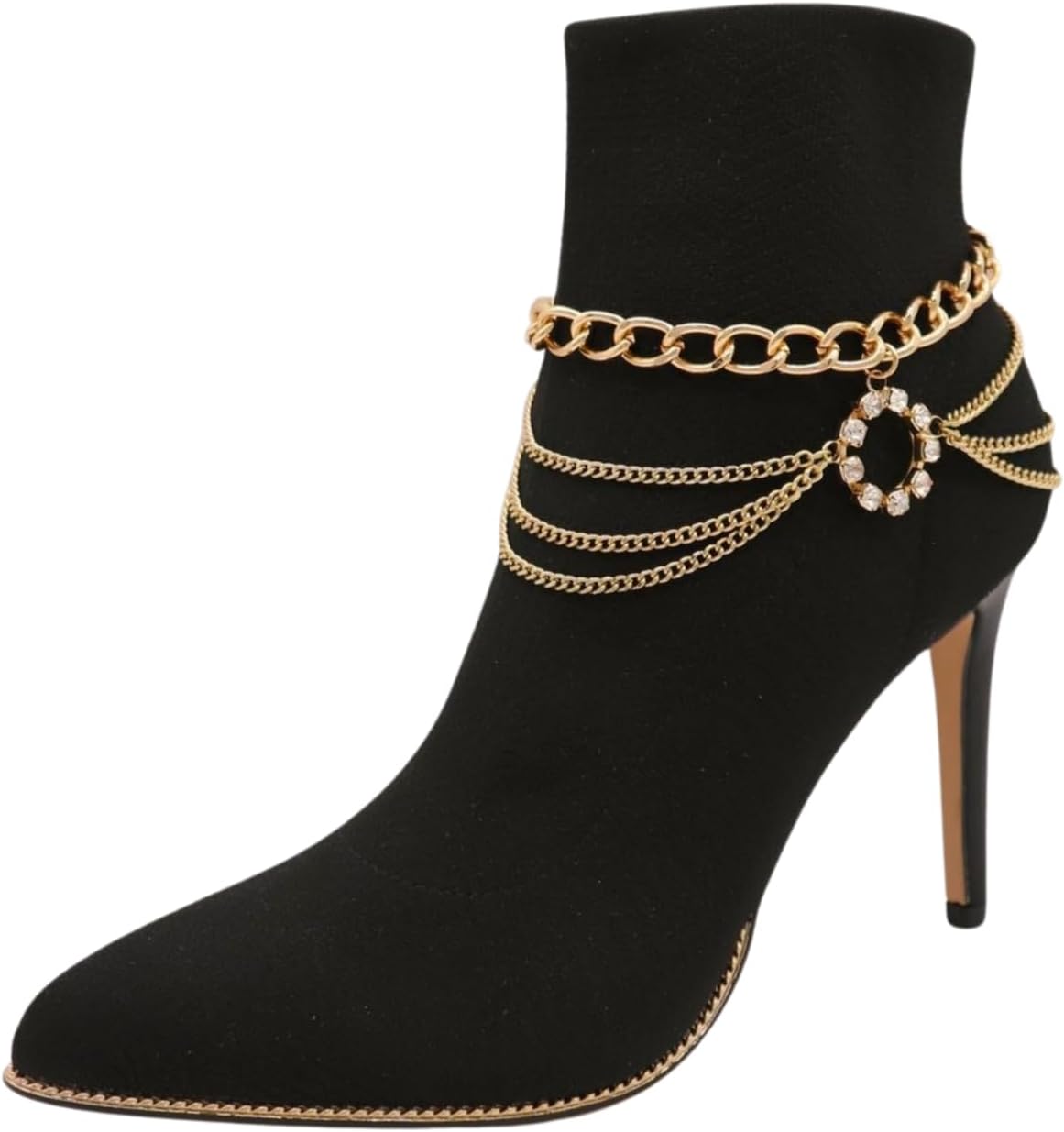 Women Western Fashion Jewelry Boot Bracelet Gold Metal Chain Waves Shoe Anklet Circle Bling Charm z286