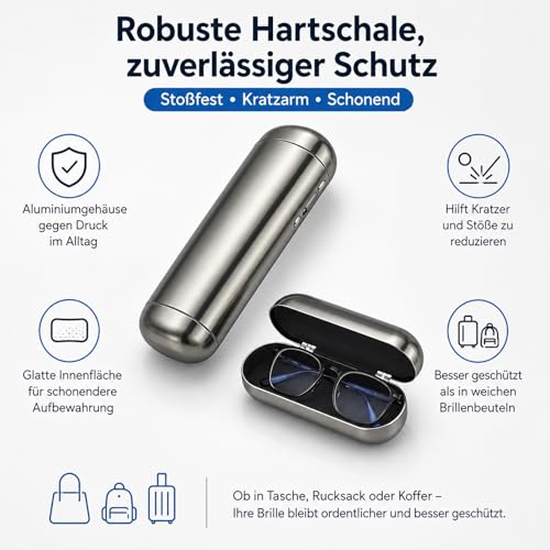 Étui à lunettes compact avec ouverture à ressort en métal
