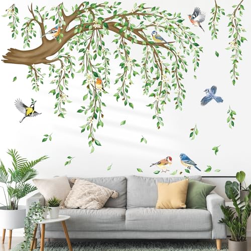 Spring Large Hanging Vine Wall Decals - Green Leaf Tree Branch Flower Birds Wall Stickers for Living Room TV Background & Bedroom Decor
| Spring Large Hanging Vine Wall Decals Green Leaf Tree Branch Flower Birds Wall Stickers - Perfect for Living Ro