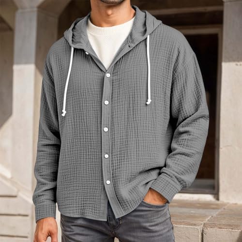 Camisa con capucha para hombre ideal para paseos informales en otoño 3