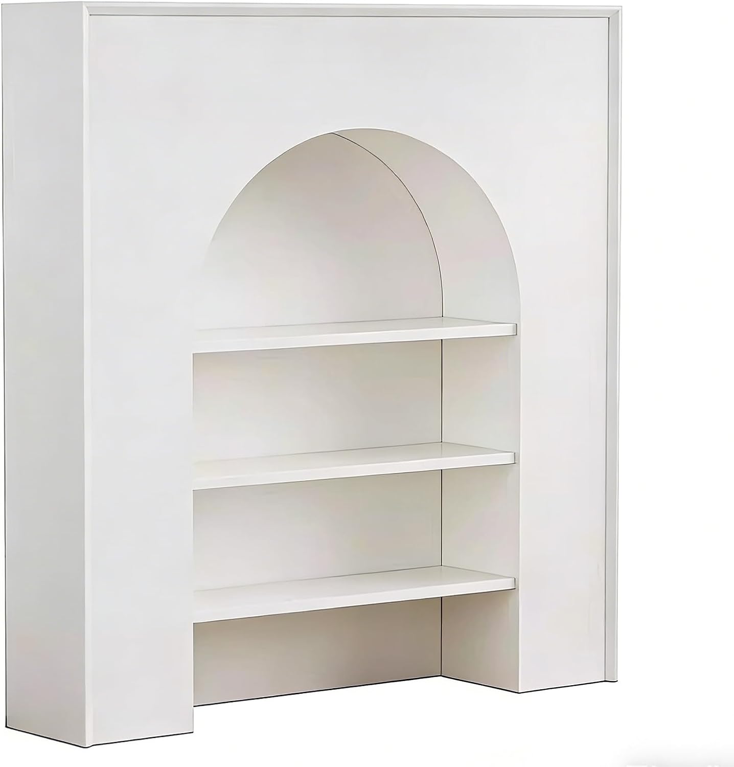 Pearl Mantels White Arched Fireplace Mantel Decorative Cabinet Freestanding Open Storage Shelf Fireplace Mantel Surround(Small)