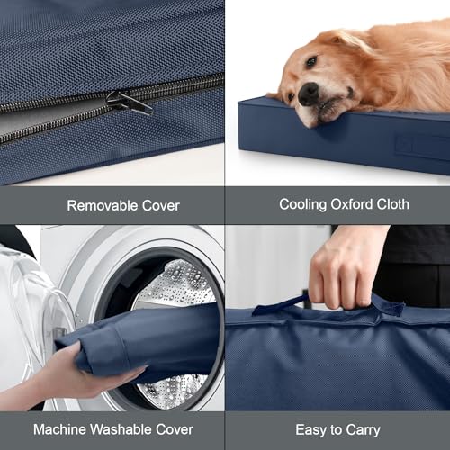 Image of Waterproof Orthopedic Outdoor Dog Bed XL for Extra Large Dogs | Egg Crate Foam for Joint Support, TPU Waterproof Layer, Machine Washable 1680D Oxford Cover, 44 x 32 Inch, Up to 90 lbs