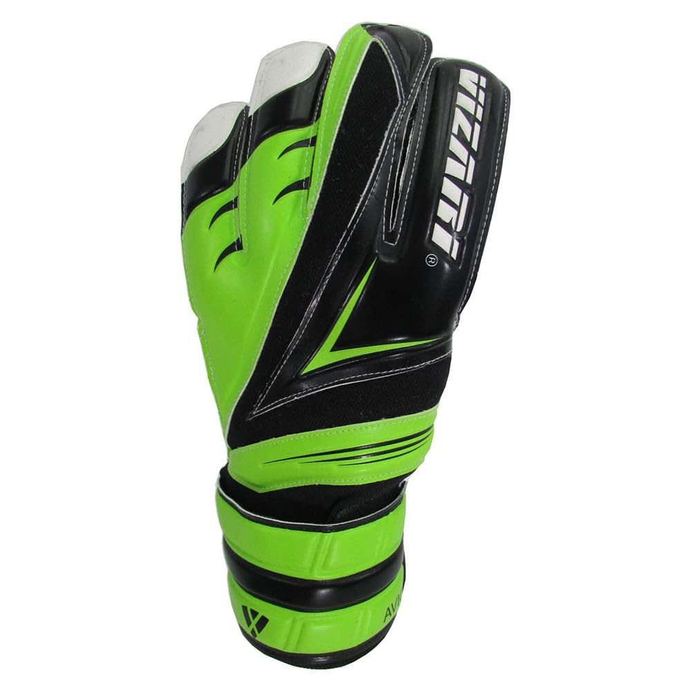 Vizari Avio F.P. Soccer Goalkeeper Glove | for Kids and Adults (Black/Green, Size 4)