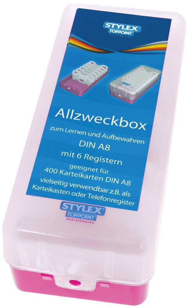 Stylex 12x farbige Lernbox DIN A8 Karteikasten mit je 6 Registern