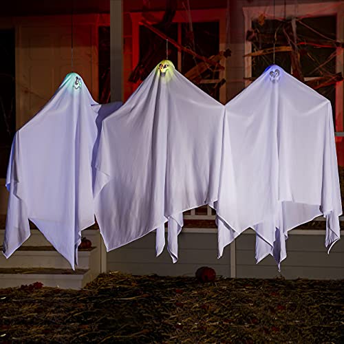 Joyin 3 Pack 35.5'' Halloween Light Up Hanging Ghosts, Glow In The Dark Flying Ghosts Halloween Decorations, Halloween Ghosts Outdoor Front Yard Patio Lawn Garden Party Décor And Holiday Decor #TOP1