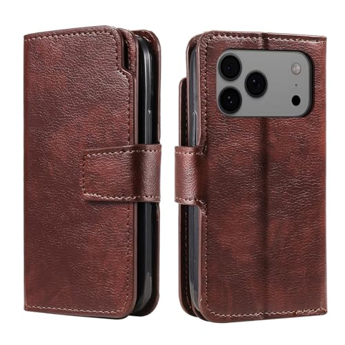 Étui portefeuille iPhone 15 Pro Max marron anti-choc pour ranger vos cartes