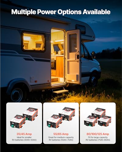 Image of VEVOR RV Power Converter, 35 Amp, 110V AC to 12V DC RV Converter Battery Charger, 4 Stage Smart Charging, 13V to 16.5V Operating Range, Compatible with Lithium Lead Acid Battery, for Camper Trailer