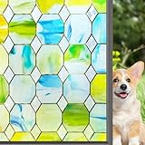 Película 3D para ventana de vidrio grabado hexagonal con diseño de espejo hexagonal, 23.6 x 35.4 pulgadas