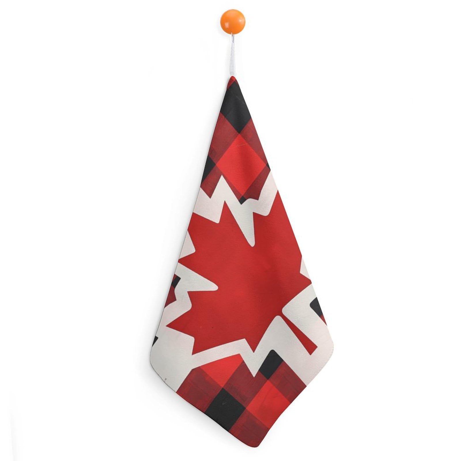CGSBNGHA Canadian Flag Farm Buffalo Plaid Hand Towel Hanging Face Towels Cleaning Cloths Handkerchief for Bathroom Kitchen