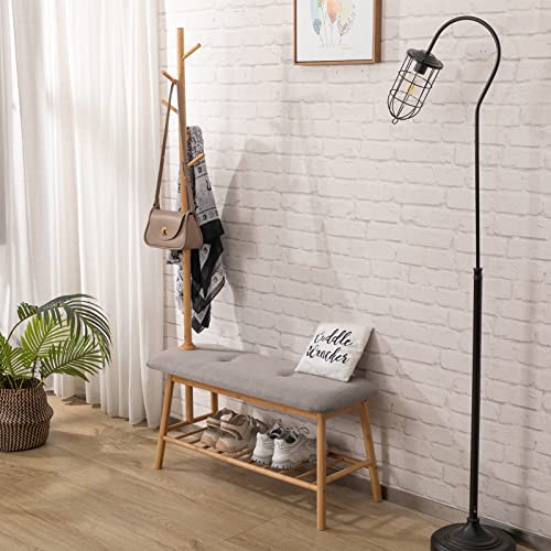 Alimorden Entryway Shoe Storage Bench With Coat Rack 2-Tier Bamboo Shoe Rack Bench With Cushion Boot Organizer Rack Cabinet For Entryway Small Space Natural #TOP27