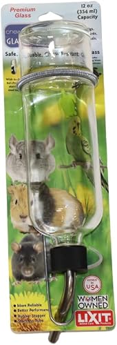 Lixit Chew Proof Flat Sided Water Bottles for Rabbits, Ferrets, Rats, Birds, Hamsters, Guinea Pigs, hillas Gerbils and Other Small Animals (12oz)