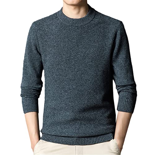 Pull épais homme anti-froid en pure maille col rond pour l'hiver vert fleur XL