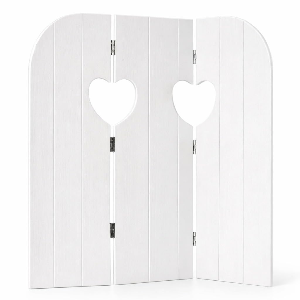 DRULINE Paravent décoratif en bois pour fenêtre ou mur, motif papillon et cœur, 58 cm, blanc (cœur)