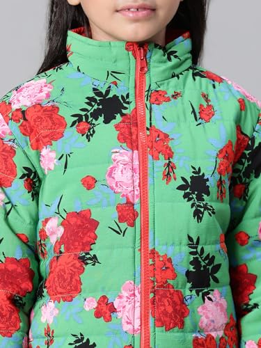 Image of oxolloxo Kids Girl Floral Print Zip Lined Long Sleeve Reversible Quilted Jacket