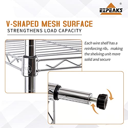 Ezpeaks Chrome 5-Shelf Shelving Unit With 5-Shelf Liners, Adjustable Heavy Duty Steel Wire Shelves, 350Lbs Loading Capacity Per Shelf, Shelving Units And Storage Rack(36W X 14D X 72H) Chrome #TOP3