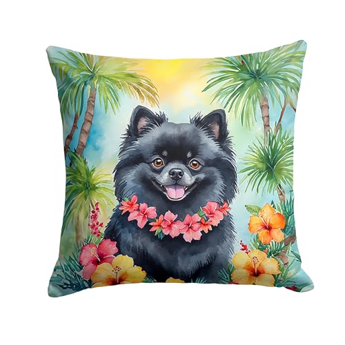 Caroline's Treasures Luau Party Decorative Throw Pillow, 18Hx18W, Pomeranian 6494
