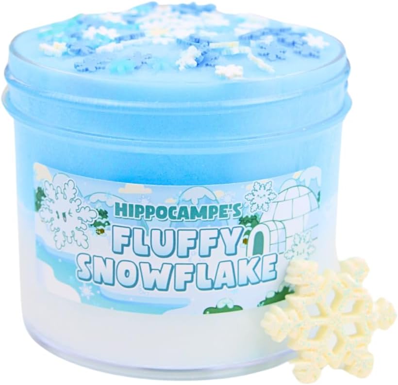 Fluffy Snowflake Slime (SCENTED) | Handmade Slime | Hippocampe Slimes (6OZ)