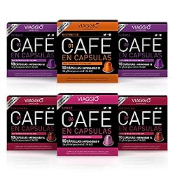 Viaggio Espresso Cápsulas de café compatibles con máquinas Nespresso Mix intensos (60 Cápsulas)
