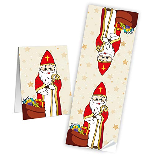 Logbuch-Verlag Lot de 25 autocollants de Saint Nicolas 7 x 21 cm Rouge Père Noël Père Noël