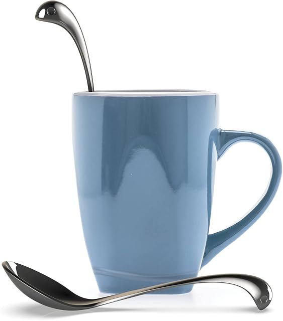 OTOTO Sweet Nessie Stainless Steel Spoons, Dessert Spoons Cutlery - 100% Food Grade & Dishwasher Safe Silver Table Spoons - Table Spoons for Tea & Long Coffee Spoons - Small Spoons