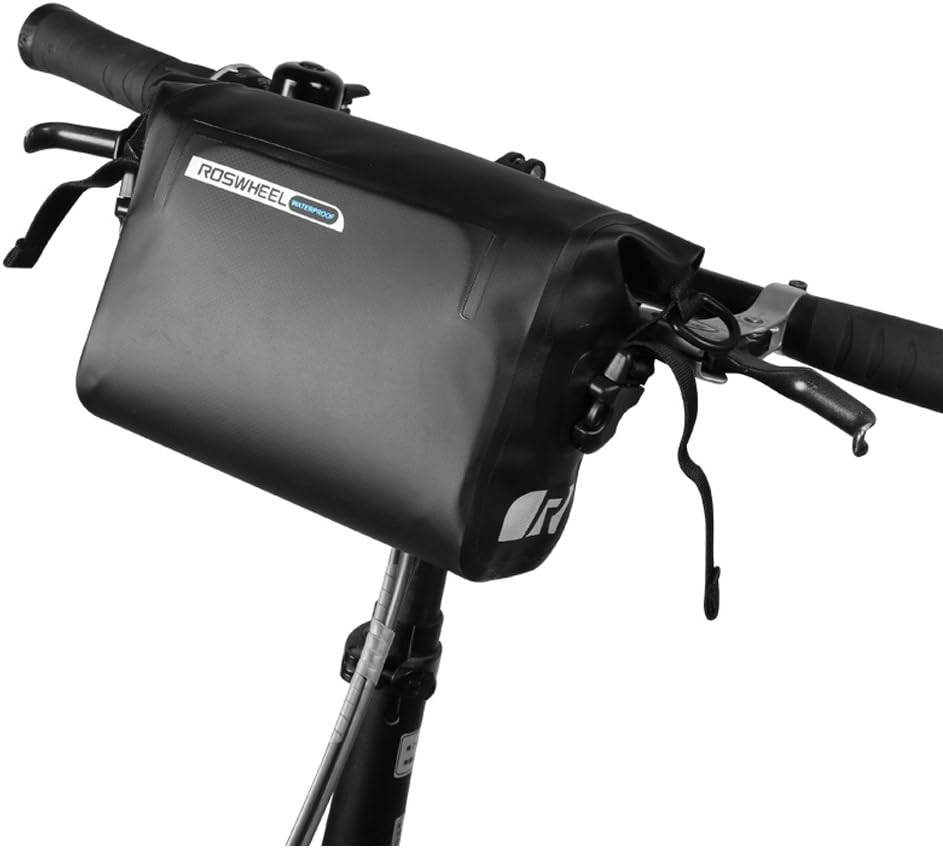 OUTON 2 in 1 Waterproof Bicycle Handlebar Bag & Shoulder Bag, Adjustable 2.5L-3L, Cycling Bike MTB Quick-Release Front Basket Frame Pouch PVC Tube Bag Roll Top Front Pannier Bag