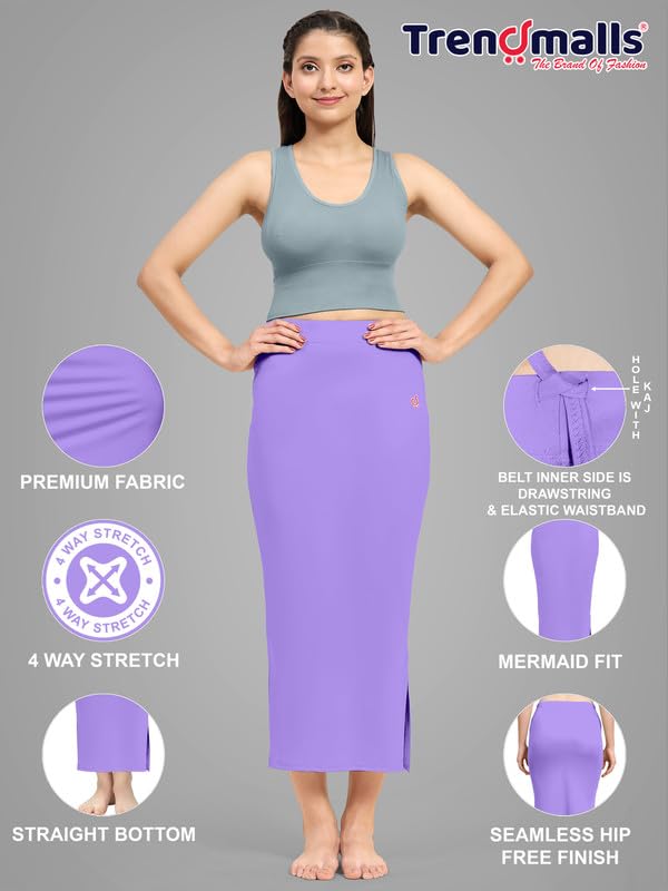 Image of TRENDMALLS Women's Polyester Spandex Stretchable Straight Saree Shapewear Petticoat for Women, Cotton Blended, Skirts for Women, Saree Shaper