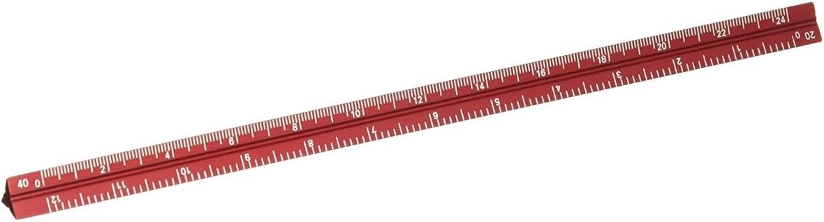 Alumicolor 3000 Series 6-Inch Red Mini Aluminum Triangular Engineer Scale (3210-4)